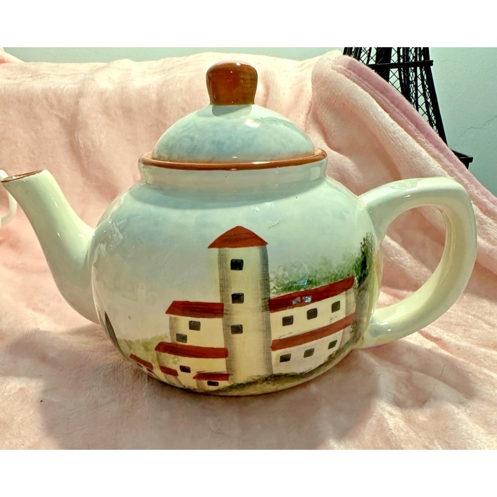 ND Exclusive  Pottery Motto Ware Cottage Motif Decorative Ornamental Tea Pot